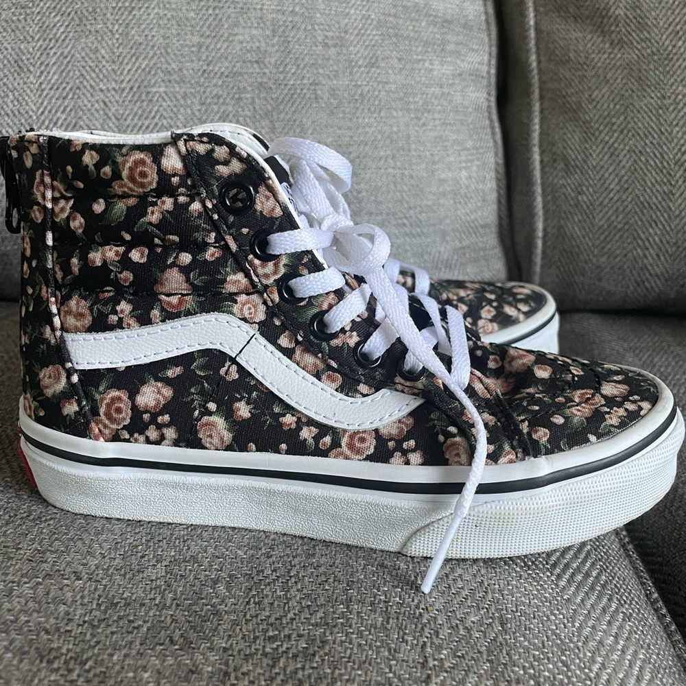 Vans High Top Black with Flower Shoes